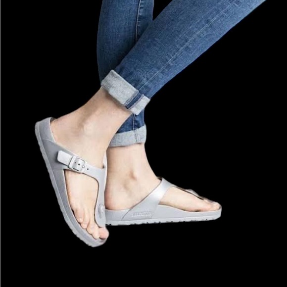 Birkenstock Shoes - Birkenstock Gizeh Eva Metallic Gray Women’s Tong Sandals Size EU39 US8